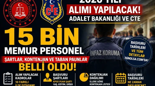 2026 Yılı İçin Adalet Bakanlığı ve CTE 15 Bin Yeni Memur Alacak: İşte Şartlar ve Kontenjanlar