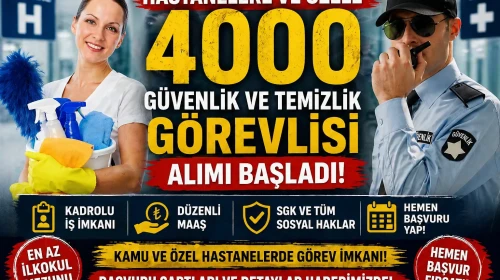 Hastaneler ve Özel Sektör İçin 4000 Yeni Güvenlik ve Temizlik Personeli İstihdam Ediliyor!