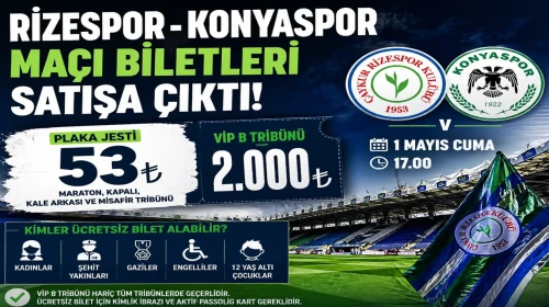 Çaykur Rizespor - Konyaspor Maçı Biletleri Satışa Çıktı: Fiyatlar 53 TL’den Başlıyor