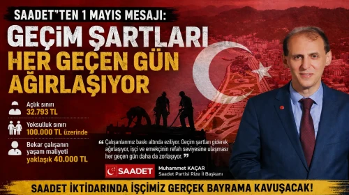 Saadet’ten 1 Mayıs Mesajı: Geçim Şartları Her Geçen Gün Ağırlaşıyor