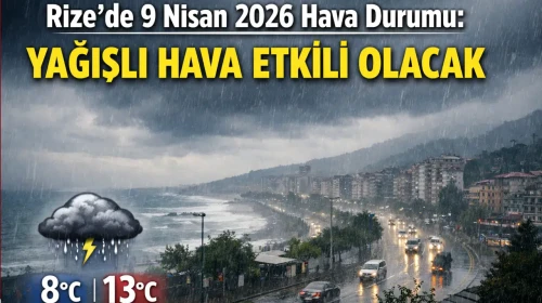 Rize'de 9 Nisan 2026'da Yağmurla Gelen Hava Koşulları Bekleniyor