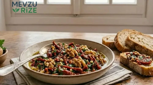 Cevizli Kuru Domates Mezesi Tarifi, Malzemeleri, Yapılışı, Püf Noktaları, Saklama Koşulları Ve Servis Önerileri