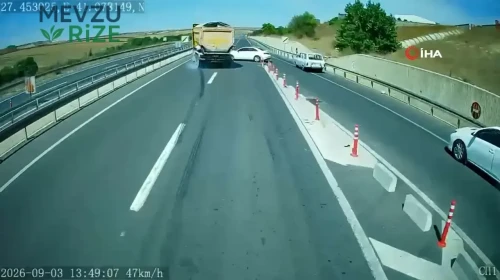 Tekirdağ’da Tır Şoförünün Dikkatli Hamlesi Facianın Eşiğinden Döndürdü: O Anlar Güvenlik Kamerasında!