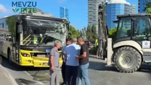 Beşiktaş'ta İETT otobüsü ile iş makinesi çarpıştı: 5 yaralı