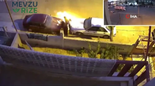 Kutlamalar esnasında patlayan meşale bir araca hasar verdi!