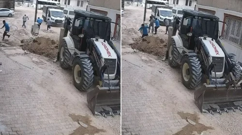 Adıyaman'da altyapı çalışmasında doğalgaz borusu patladı, işçiler can havliyle böyle kaçtı