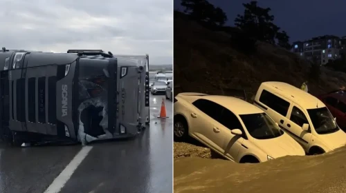 Ankara ve İstanbul'u Vuran Şiddetli Yağışlar: Keçiören'de Yol Çöktü, TEM Otoyolu'nda Tır Rolantiye Geçti