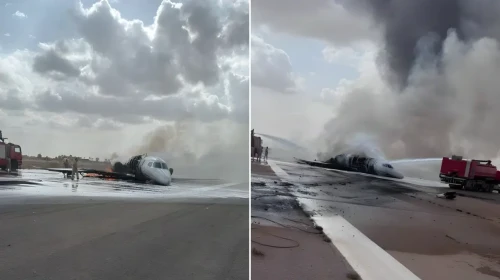 Libya'da uçak kazası! Özel uçak iniş sırasında pistten çıktı, alevler içinde kaldı