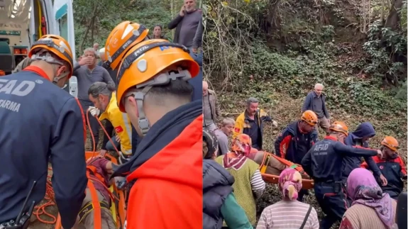 Rize'de Kestiği Ağacın Çarptığı Vatandaş Uçuruma Yuvarlandı
