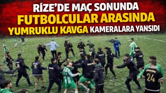 Rize'de Maç Sonunda Futbolcular Arasında Yumruklu Kavga Kameralara Yansıdı