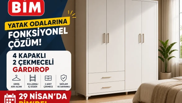 BİM’de Yeni Fonksiyonel Çözüm: 29 Nisan’da 4 Kapaklı 2 Çekmeceli Gardırop Satışa Sunulacak!
