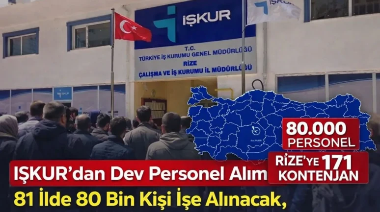 İŞKUR’dan Dev Personel Alımı: 81 İlde 80 Bin Kişi İşe Alınacak, Rize’ye 171 Kontenjan