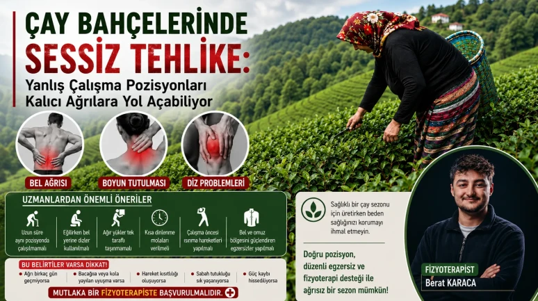 Çay Bahçelerinde Sessiz Tehlike: Yanlış Çalışma Pozisyonları Kalıcı Ağrılara Yol Açabiliyor