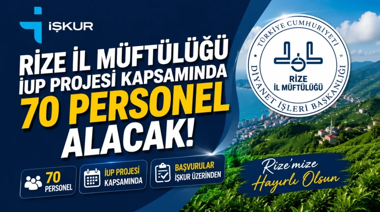 Rize İl Müftülüğü, İUP Projesi Kapsamında 70 Personel Alacak!