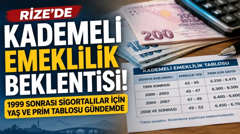 Rize’de Kademeli Emeklilik Beklentisi: 1999 Sonrası Sigortalılar İçin Yaş ve Prim Tablosu Gündemde