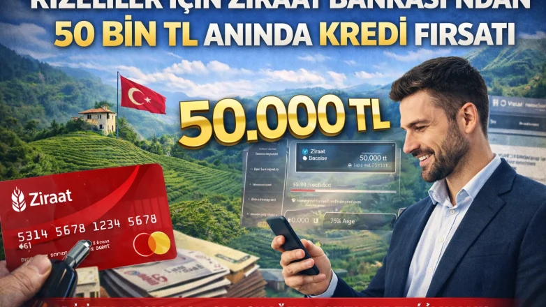 Rizeliler İçin Ziraat Bankası’ndan 50 Bin TL Anında Kredi Fırsatı