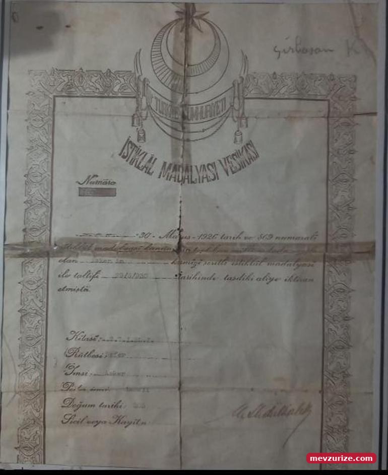 Aile hafızasında yıllarca saklı kaldı: Asker Saçaklının tarihi emaneti