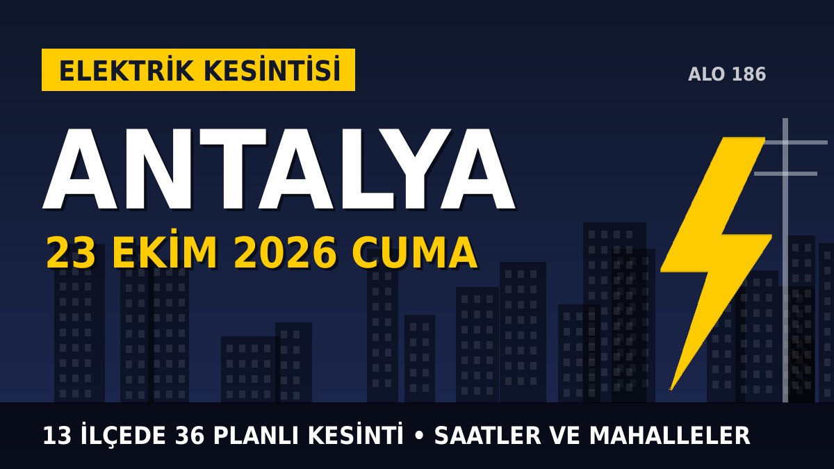Antalya elektrik kesintisi 23 Ekim 2026 Cuma