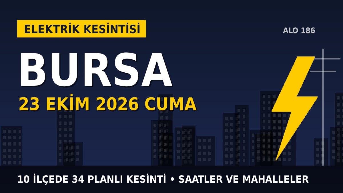 Bursa elektrik kesintisi 23 Ekim 2026 Cuma