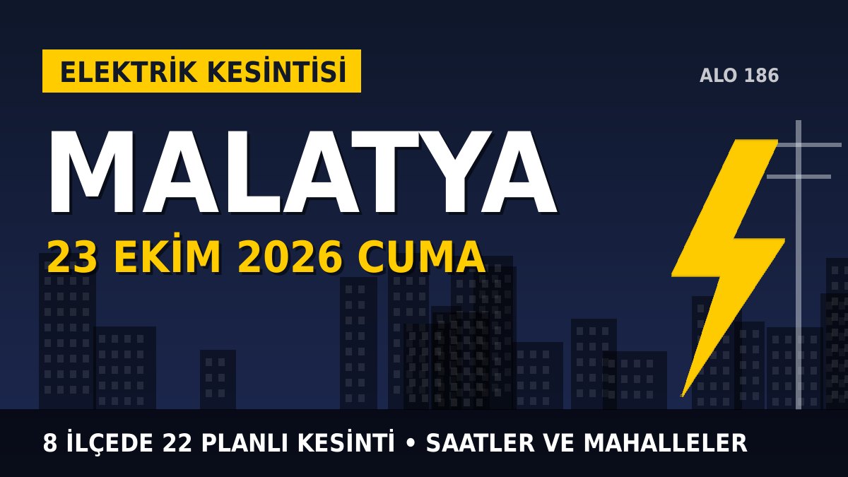 Malatya elektrik kesintisi 23 Ekim 2026 Cuma