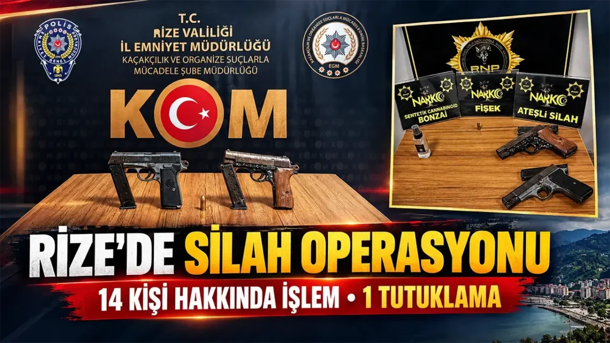 Rize’de 5 Ruhsatsız Tabanca Ele Geçirildi