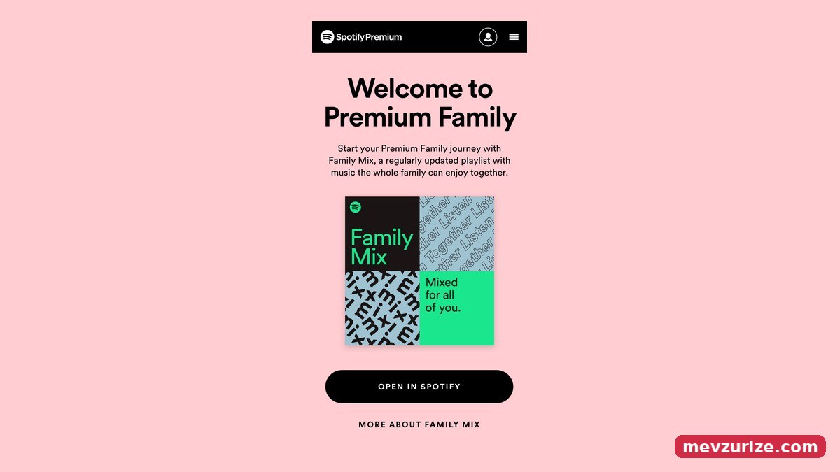 Spotify'ın Premium Aile planına katılan üyelere gösterdiği karşılama ekranı